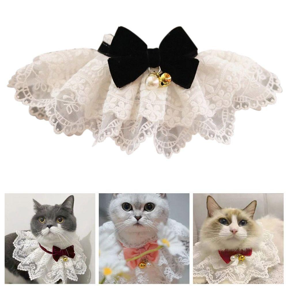 

Модное ожерелье с кошкой, шейный ремень, кружевной бант, шейный платок для собаки, нагрудник для щенка, жемчужный воротник