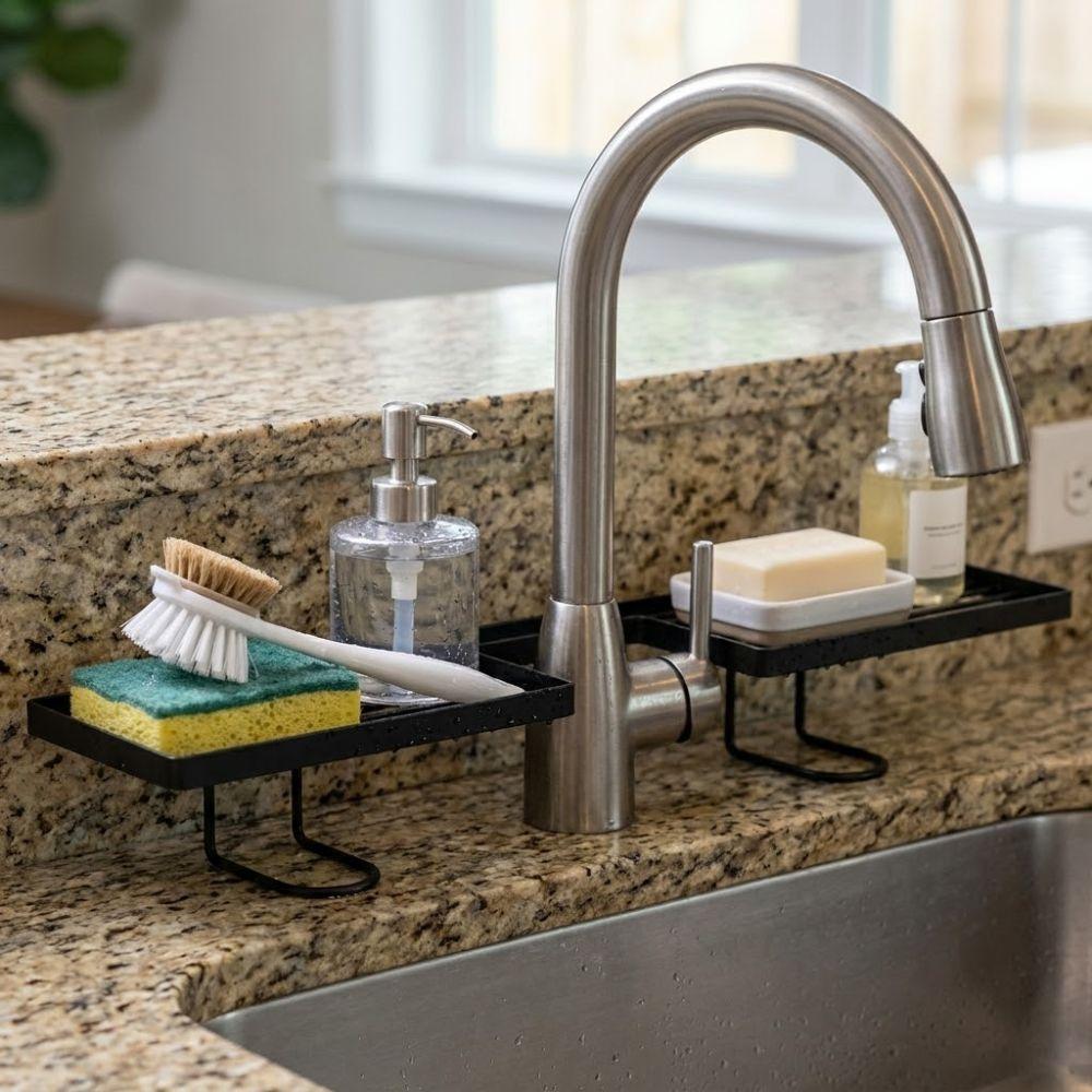 Water Drainage Bathroom Storage Rack Carbon Steel Sink Drying Rack Cosmetics Organizer  Bathroom