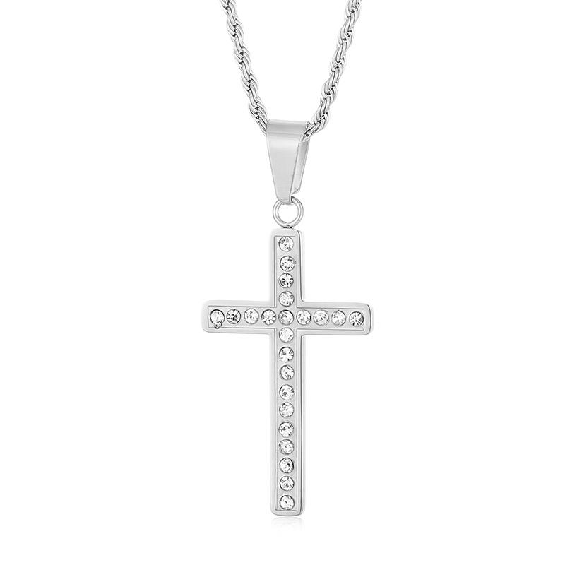 Módní náhrdelník s přívěskem se zirkonovým křížem Muži Ženy Šperky na boky z nerezové oceli