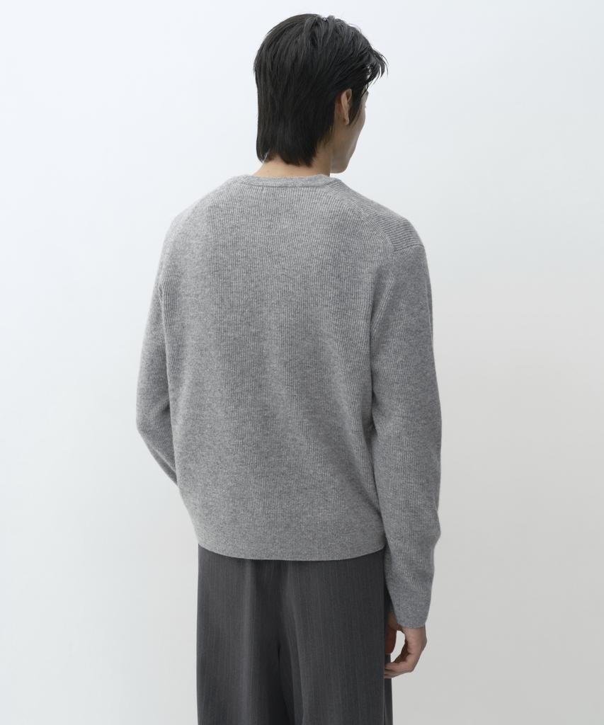 MUSINSA STANDARD [Victoria Wool] Minimal Ribbed Crop Knit [Melange Light Grey]