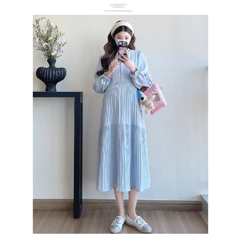 Maternity Dress Spring Autumn 2026 New Fashionable Loose Belly-Covering Shirt Dress Spring Maternity Dress