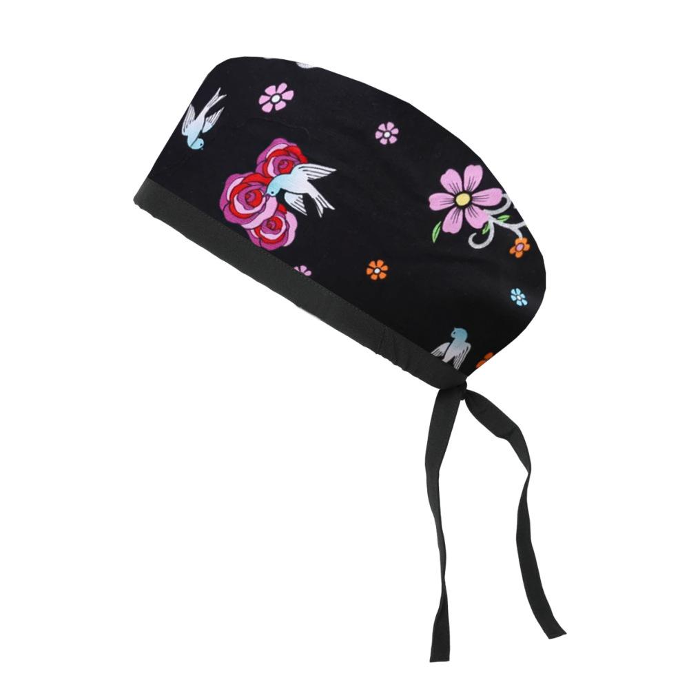 Adjustable Cotton Surgical Cap with Cartoon Print for Women and Men