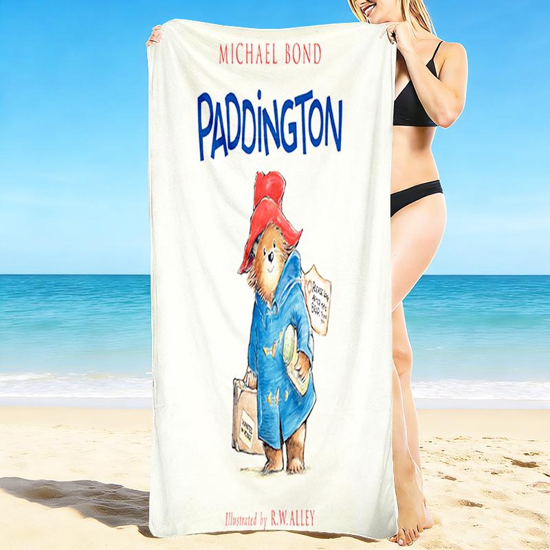 1Pc Paddington Bear'S Journey Beach Towel, Quick Dry, Multi-Use for Beach Pool Gym Yoga Home Travel, Christmas, Halloween, Xmas Gift M928230