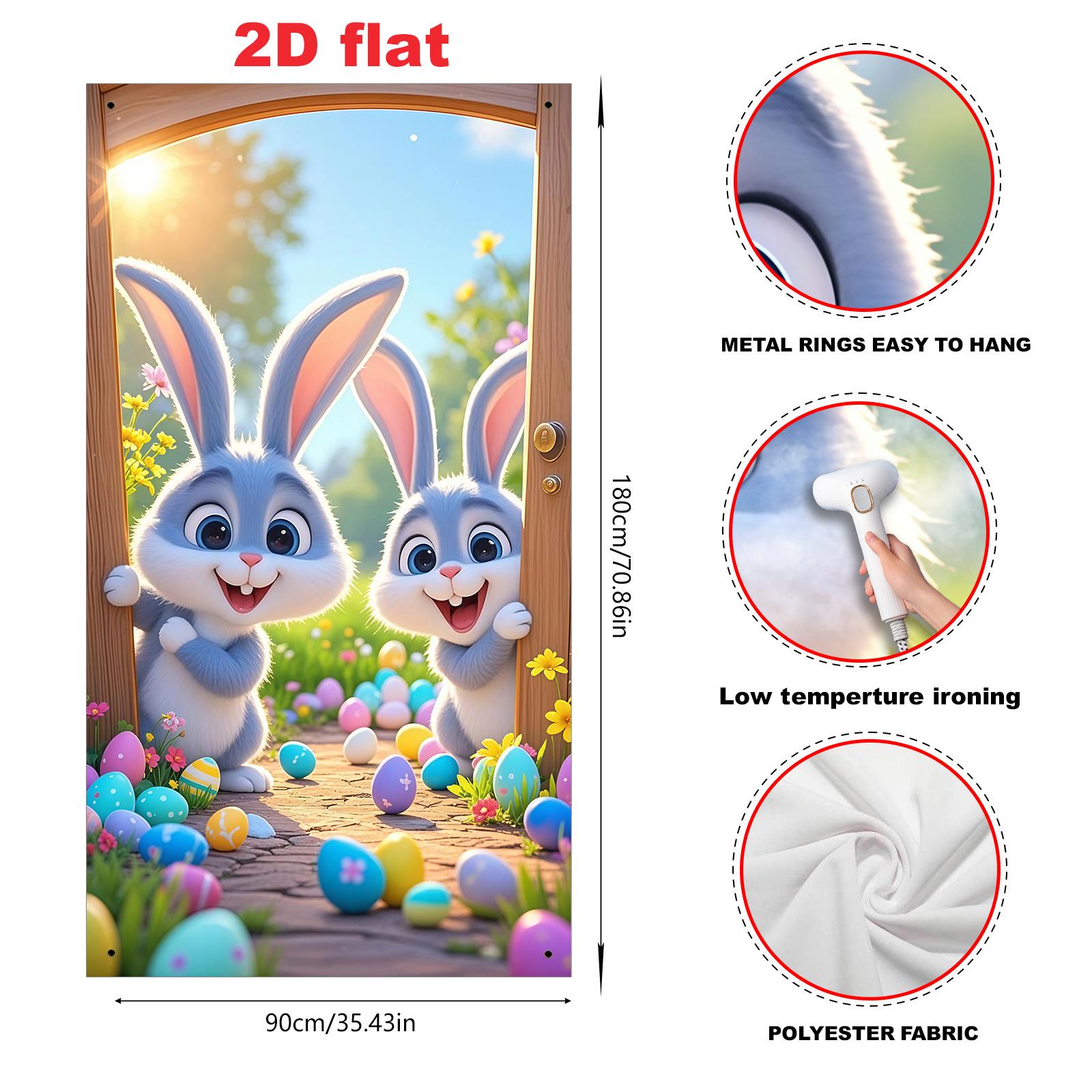 

Easter Bunny & Floral Egg Porch Banner for Spring Festivities 90x180 cm
