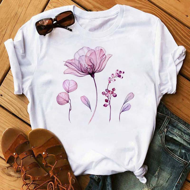 New Watercolor Floral 3D Print Women Tshirt Harajuku Streetwear Short Sleeve T Shirts Cartoon Casual Woman Tops Clothes