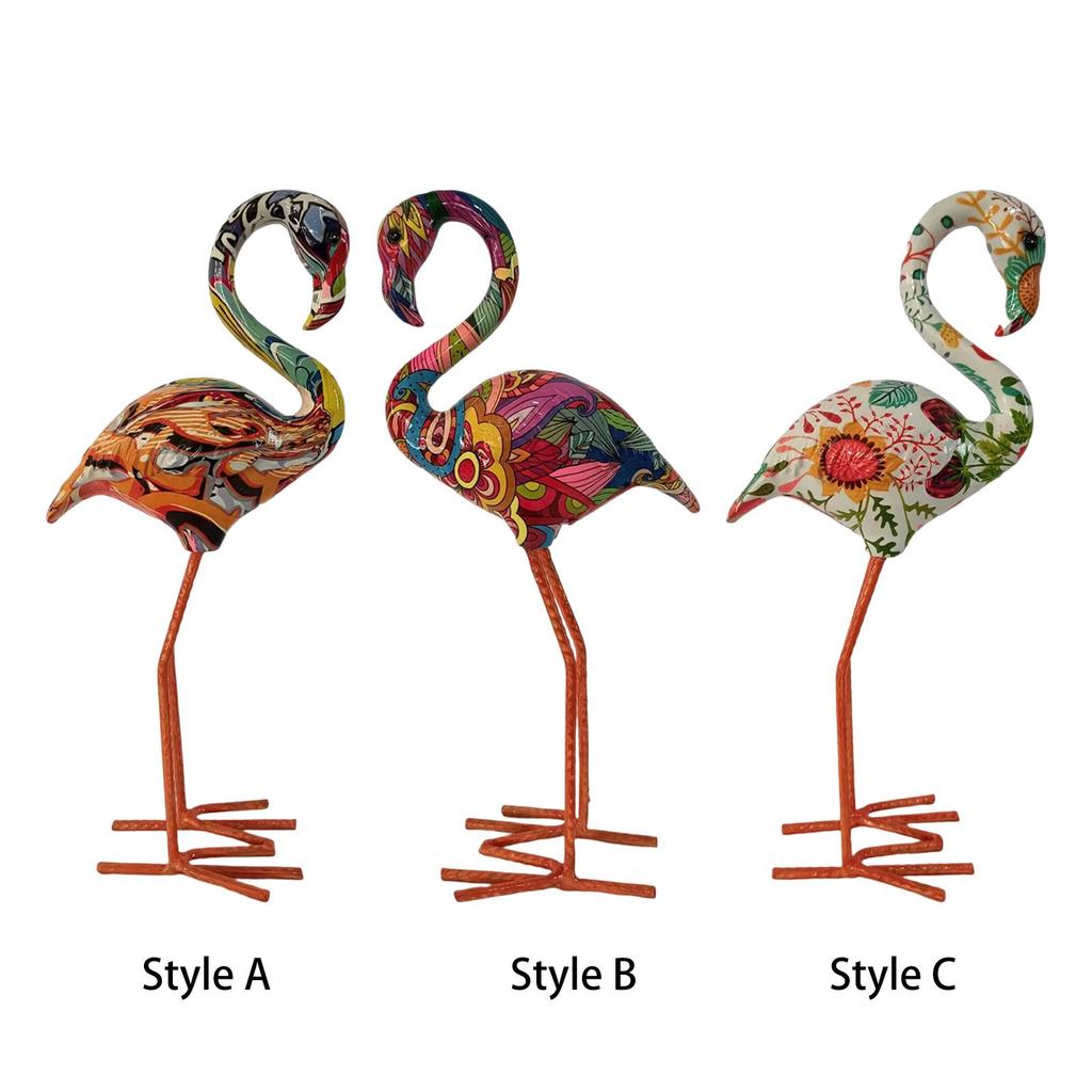 Resin Figurines Bird Sculptures Decorative Modern Art Backyard Flamingo Garden