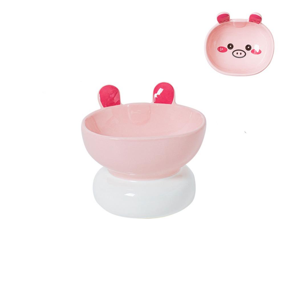 Ceramic Pet High Foot Bowl Cute Dog Food Feeding Basin Pet Drinking Feeder Kitten Puppy