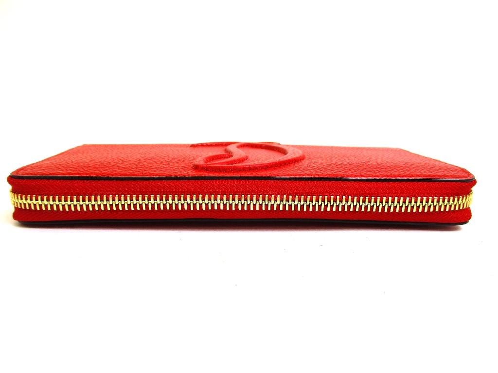 Authentic Christian Louboutin By My Side Red Leather Round Zip Wallet #b248  Seller Refurbished