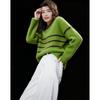 Women's Lamb Wool Blend Striped Knit Sweater