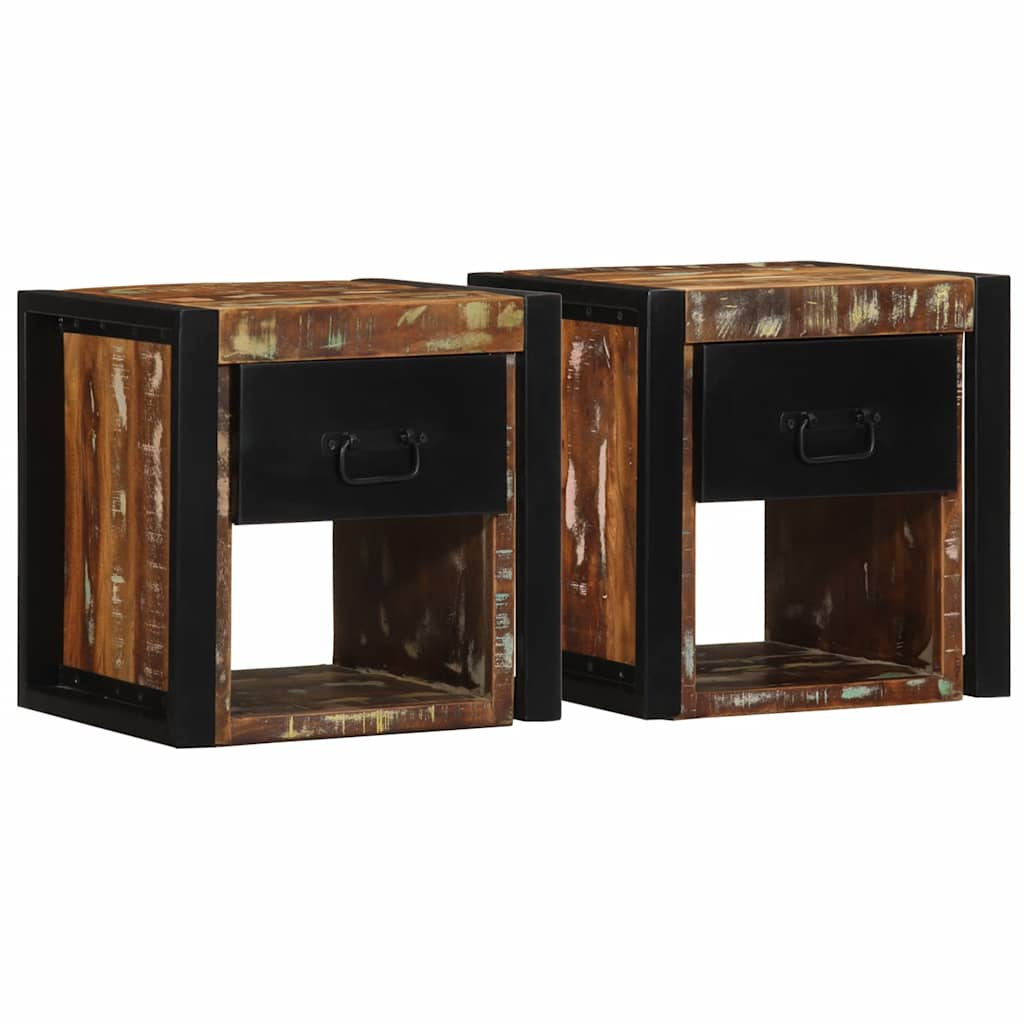 Nightstands (2 pcs) Multicolored 40 x 35 x 40 cm Reclaimed Solid Wood
