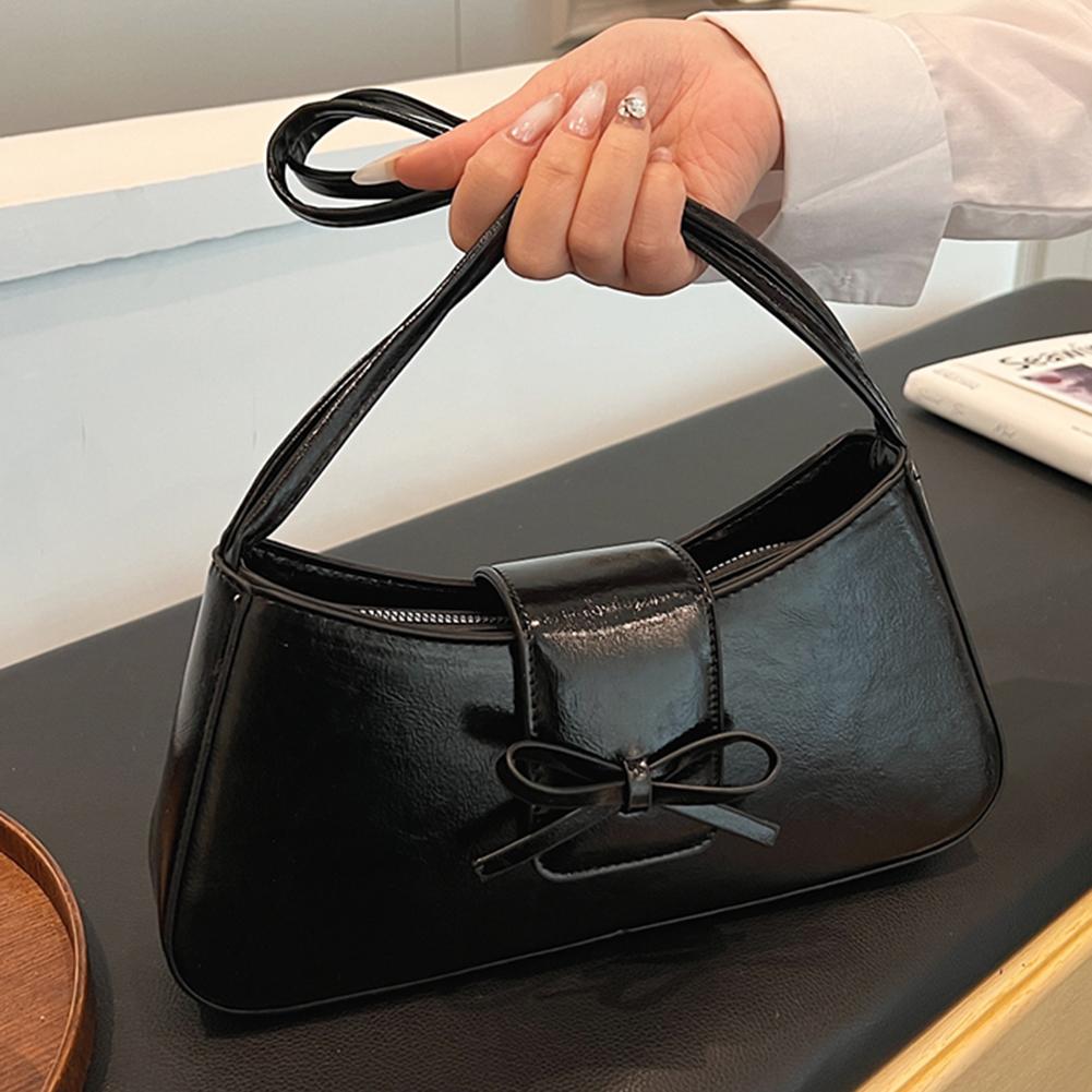 

Women Cute Shoulder Bag PU Leather Leisure Armpit Handbag Solid Color Fashion Shoulder Purse Girls Outdoor Daily Bag чёрный