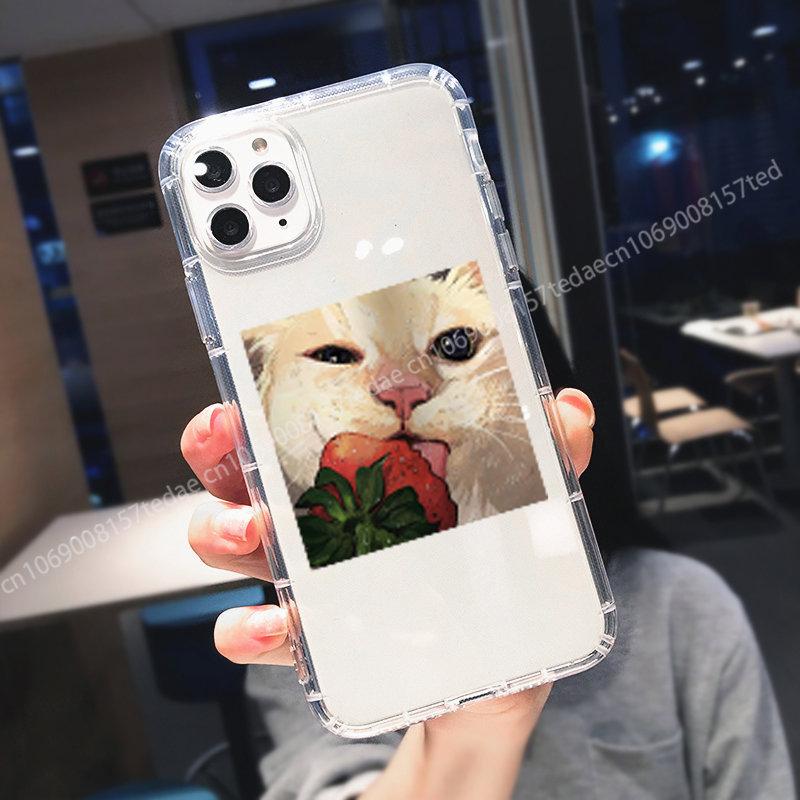 Hot Funny Cat Photo Transparent Phone Case for IPhone 13 12 Pro Max 11 XR XS X 8 7 14 Plus Couple Soft Silicone Cover Fundas