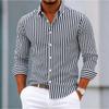 Men's Striped Pattern Printed Long Sleeve Shirts Casual Cardigan New Button Holiday Fashion Shirts