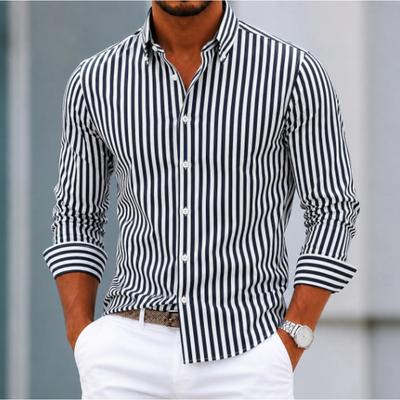 Chemises à Manches Longues Imprimées à Rayures pour Hommes Cardigan Décontracté Nouveau Bouton Mode Vacances Chemises