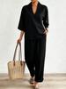 Spring and summer European and American style V-neck short-sleeved suit fashionable casual wide-leg pants suit