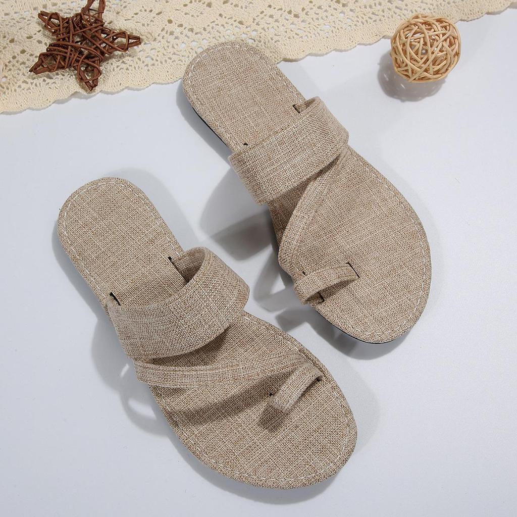 2023 Spring/Summer Plus Size Women's Open-Toe Denim Slippers – Chic & Comfortable Flat Sandals