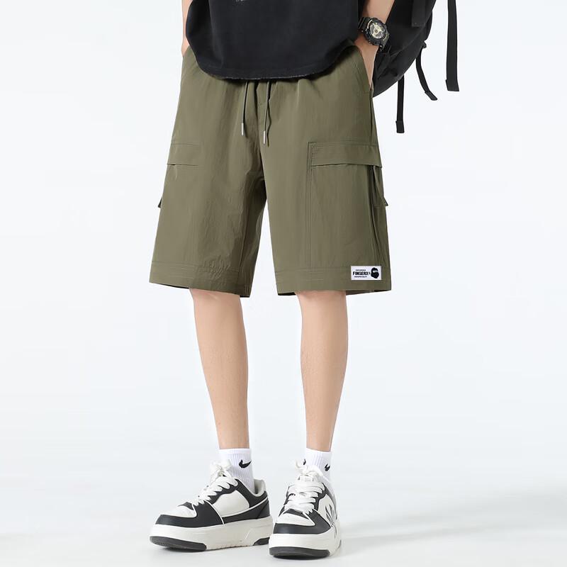 Fingercroxxit Men's 2025 Summer Cargo Shorts with Zipper Pockets