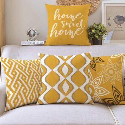 Yellow Geometric Petal Linen Pillowcase Sofa Cushion Cover Home Decoration Can Be For You 40X40 45X45 50X50 60X60