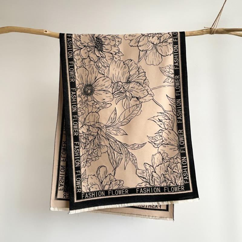 High-end imitation cashmere scarf women's new winter printing thickened warm scarf versatile air-conditioned room sweet girl shawl