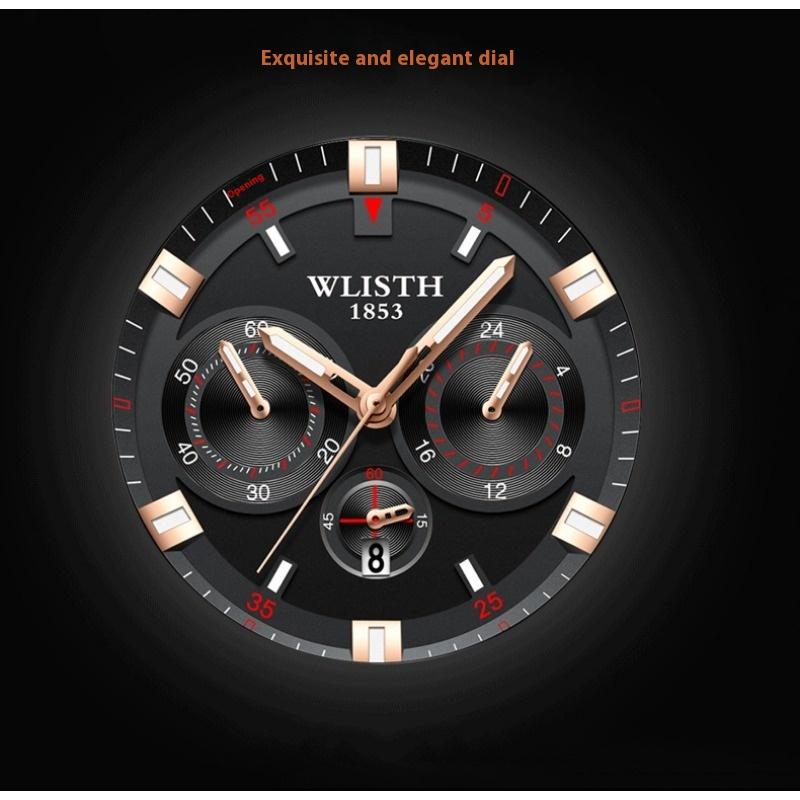 Top Brand Fashion Men's Watch Fake Three Eyes Quartz Steel Band Waterproof Student Men's Watch