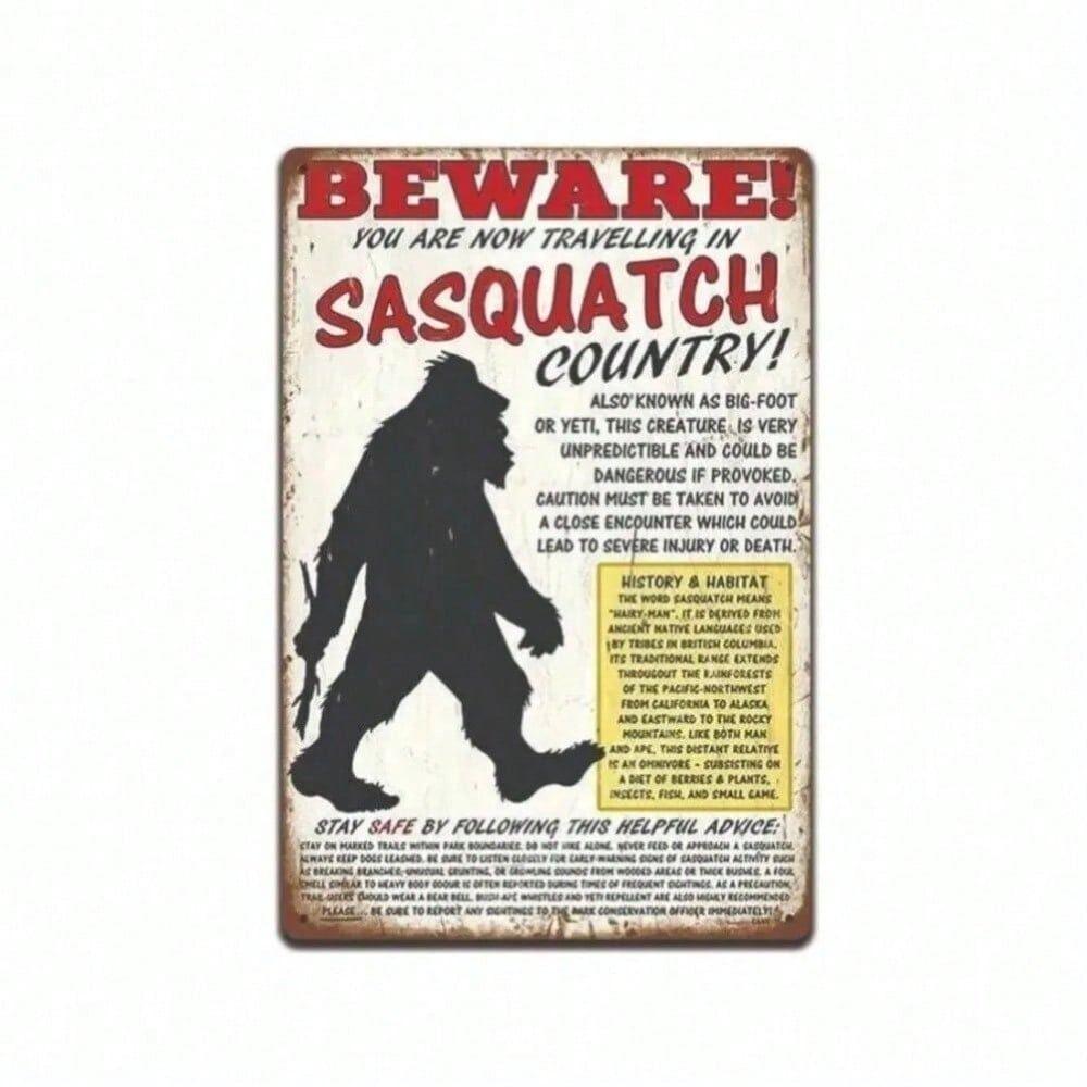 Iron Plate Wall Art Bigfoot Sasquatch Entering County Road 8x12 Living Room Decor