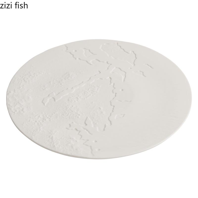 Felsstruktur Relief Keramik Flache Teller Runde Dessertteller Steakteller Servierteller Molekularküche Kreatives Geschirr