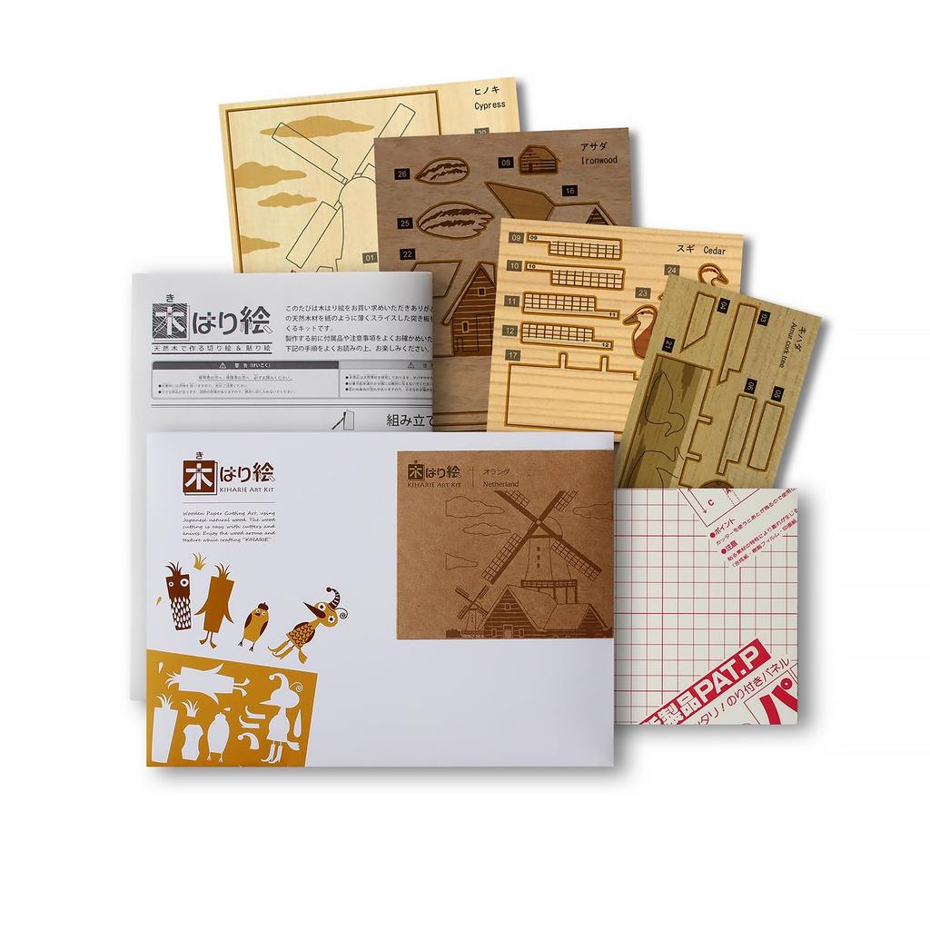 KINOWA "Netherlands" Wood Collage Original DIY Kit Amsterdam Streetscape Made In Japan
