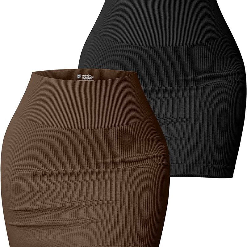 Women's Skirt Elastic Rib High Waist Mini Wrap Hip Skirt