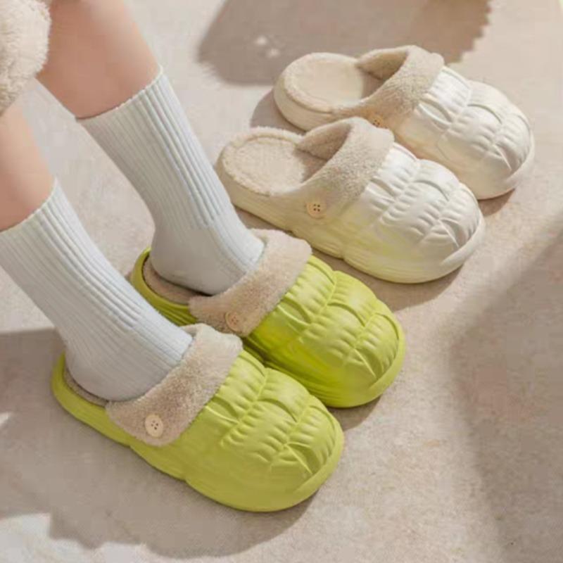 Fashion New 2024 Winter Water Proof Slippers Women Home Mute Platform Shoes Thick Sole Removable Insole Keep Warm Winter Cotton Slippers