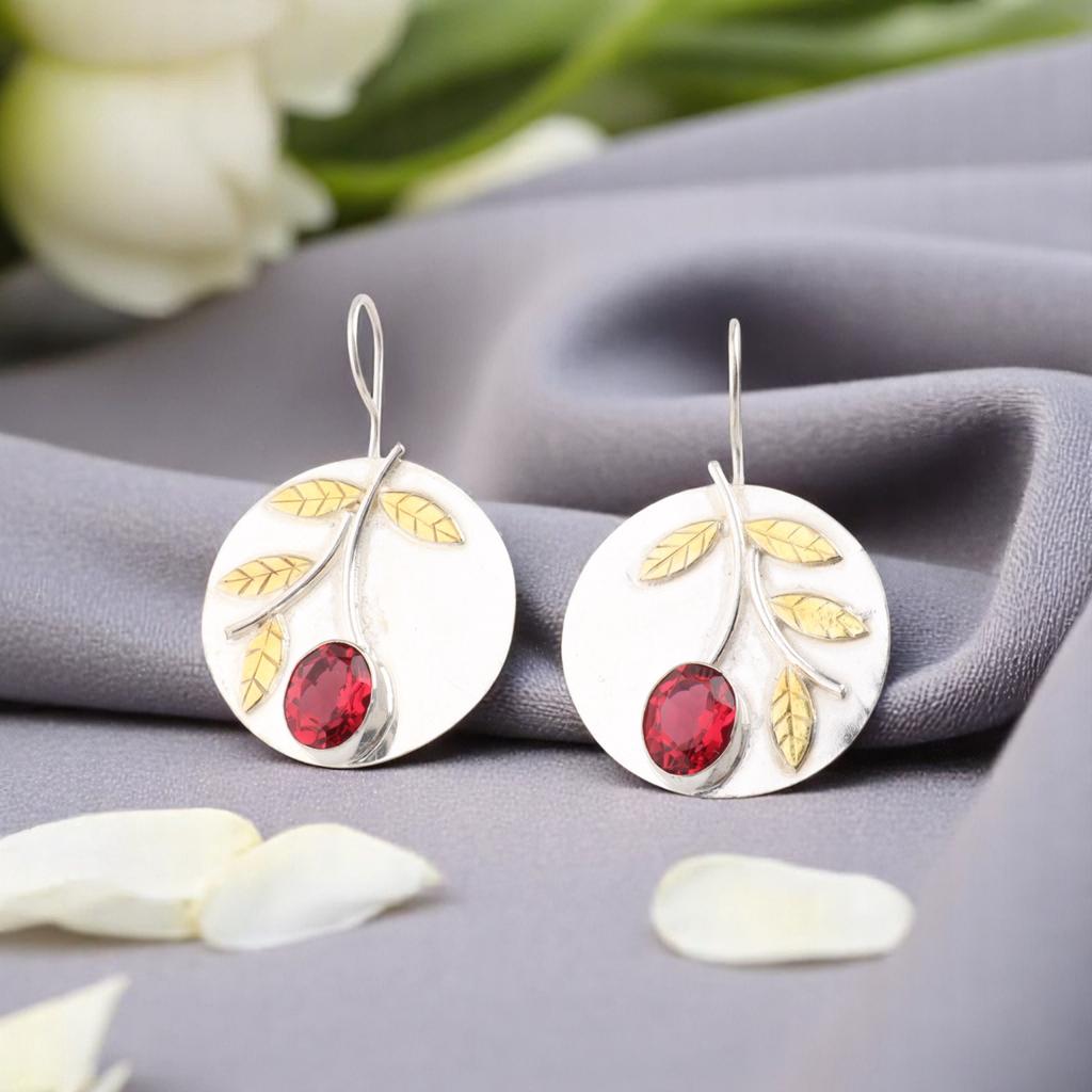 Pink Rubellite Gemstone 925 Sterling Silver Jewelry Handcrafted Earrings 1.73" EE-176-3