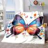 2026 New Arrivals Colorful Butterfly Botanical Print No 1053 Throw Blanket for Couch Sofa And Bed, 280GSM Lightweight Fuzzy Comfy Warm Blanket & Throw