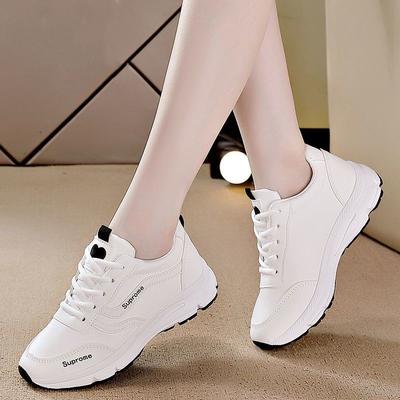 Sneakers Women's Spring and Autumn New Breathable Leather Surface White Shoes Korean Version Versatile Platform Casual Shoes Running Shoes Women