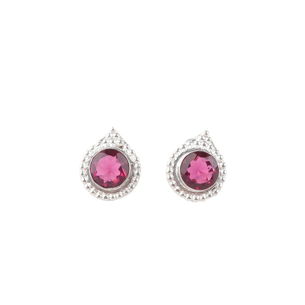 Pink Rubellite Gemstone 925 Sterling Silver Jewelry Handmade Stud Earrings 0.62" EE-125-3
