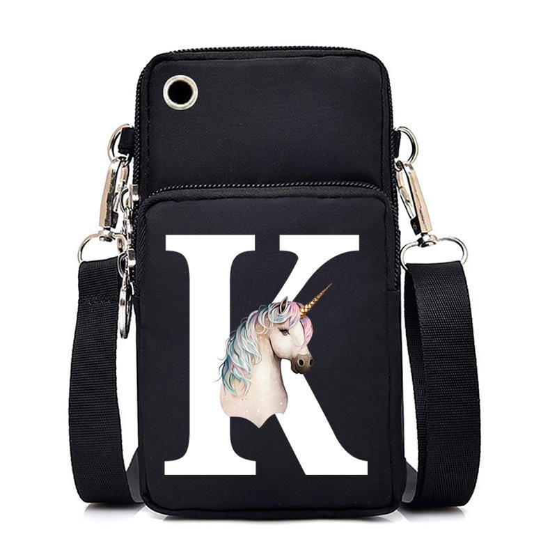 Unicorn Unicorn Letter Printing Black Oblique Span Bag Casual Portable Multi-Function Mobile Phone Bag