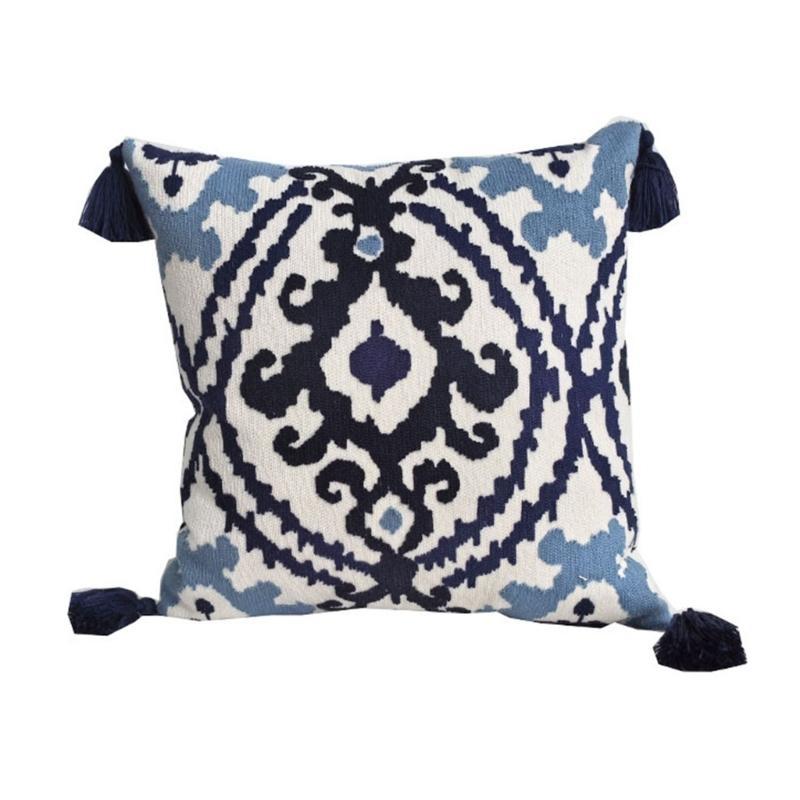 Throw Pillow Cover with Tassels Cushions Case Decorative Pillowcase for Sofa Car