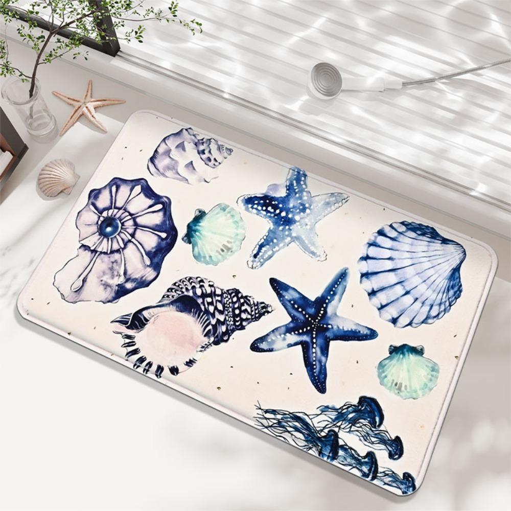 Printing Sponge Bathroom Cashmere Thickening Mat Bath Non-slip Carpets In Wash Basin Bathtub  Floor Rug Shower Room Doormat Memory Foam 3D Pad