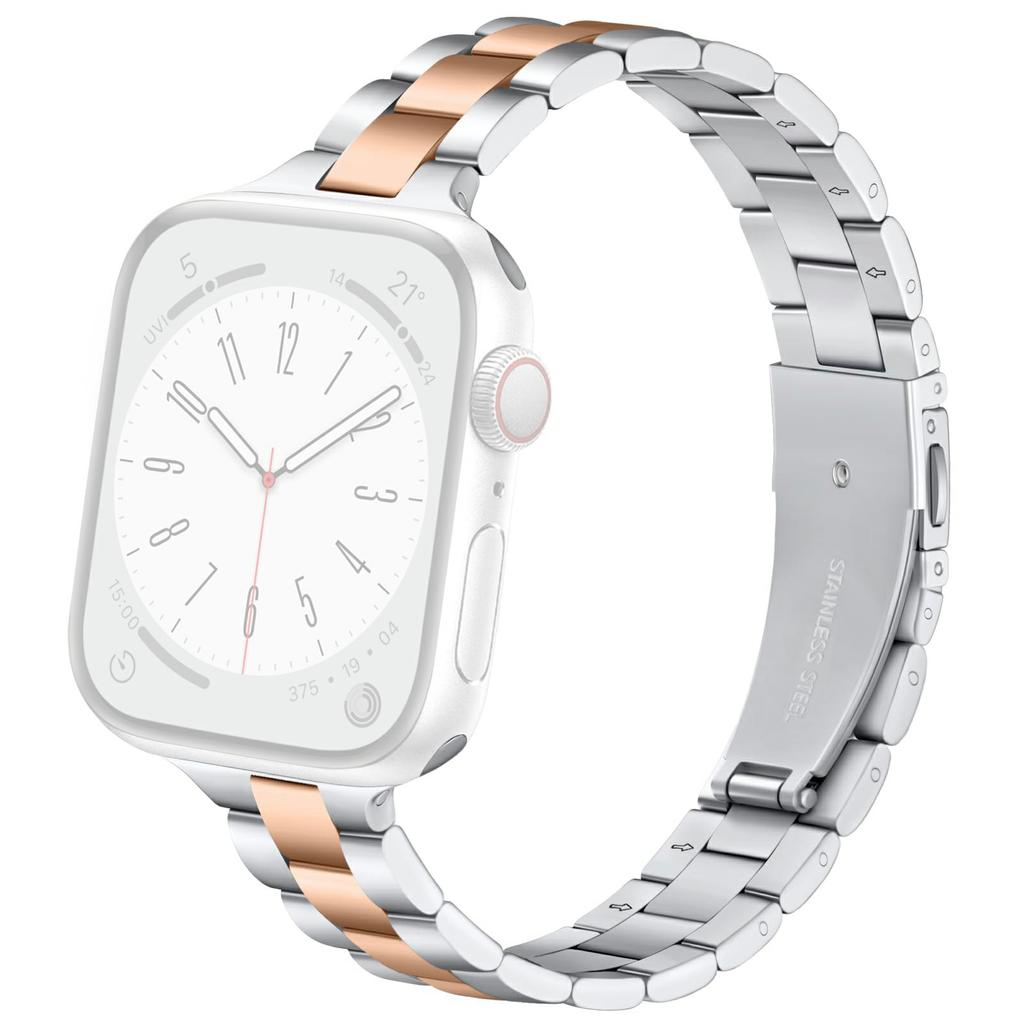 Electroplating Color Strap for Apple Watch Series 10 9 8 7 SE 6 5 4 3 2 1 42mm 41mm 40mm 38mm Slim 3-Beads Metal Watch Band