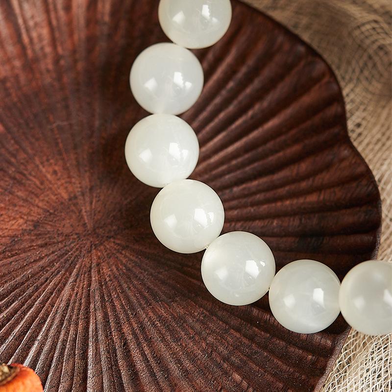 White Moonstone Bracelet, Round Beads, Beaded 12Mm Beads, Natural Moonstone Crystal Bracelet, Women'S Diy Jewelry.