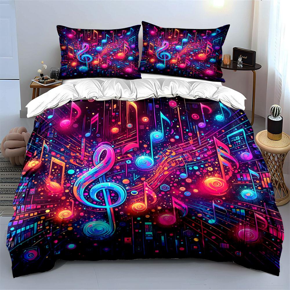 Colorful Musical Decor Set Bedding Set with 1 Duvet Cover 2 Pillowcases Single Double King Queen Gift