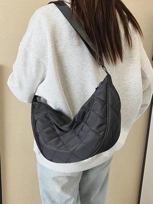 Women's Large Capacity Diamond Quilted Crossbody Bag - Versatile, Lightweight, and Casual
