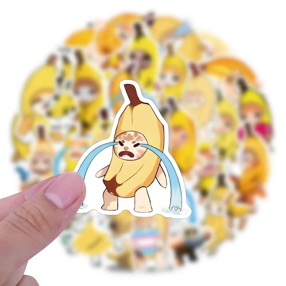 10/50pcs Cute Banana Cat Stickers Funny Crying Banana Cat Waterproof Stickers for DIY Luggage Laptop Skateboard Motorcycle Bicycle Sticker