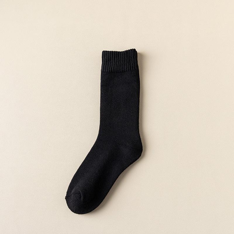Female Autumn and Winter Thickened and Velvet Warm Wool Ring Sweat Absorption Tube Cotton Socks