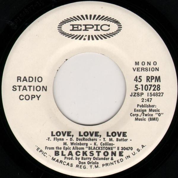 

7-дюймовая пластинка BLACKSTONE - Love, Love, Love 510728PROMO Epic 1971 США Рок Б/У