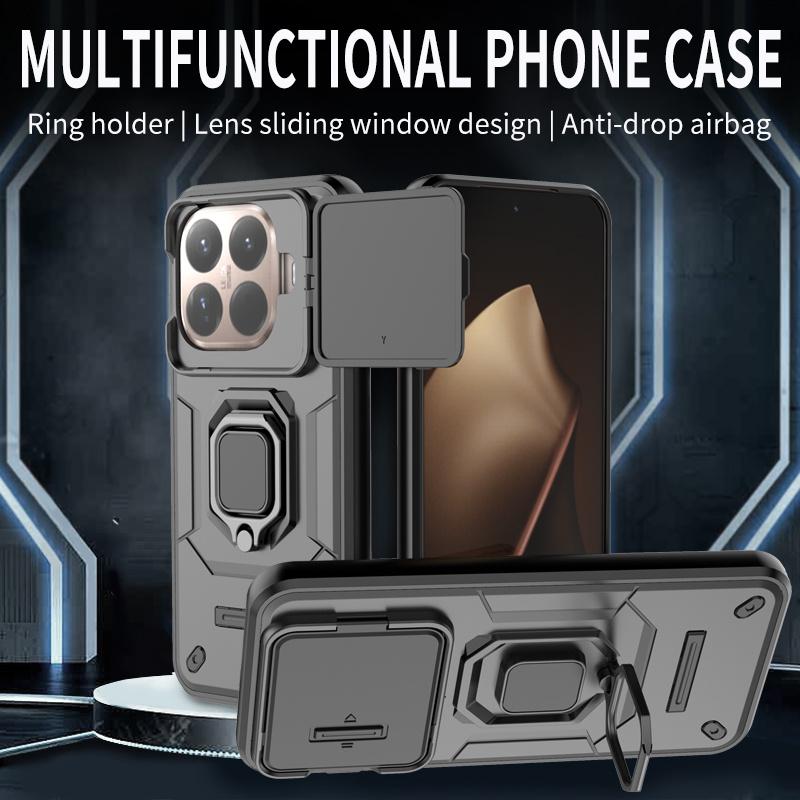 Military Armor Shockproof Slide Lens Protect Cover Fundas For Xiaomi 15T 14T 14 Ultra 13T Pro Case Magnet Car Holder Ring Coque