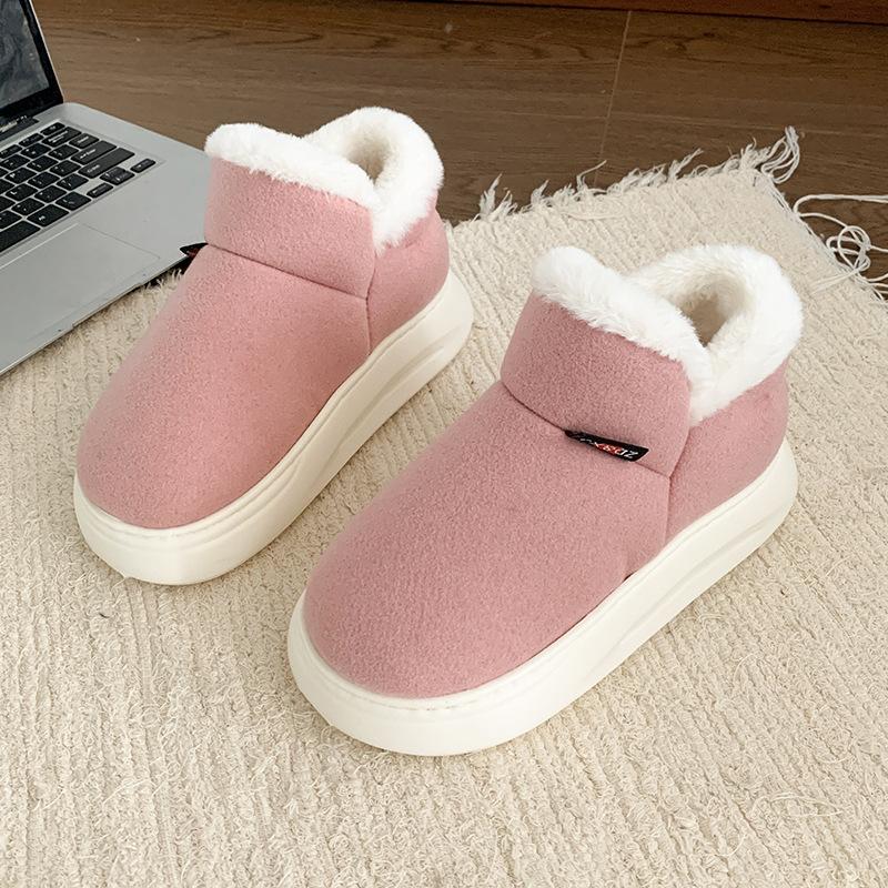 

Женские теплые хлопковые туфли на зиму 2025 года, новые, на толстой подошве, с пухом, с закрытой пяткой, нескользящие, бархатные, теплые домашние хлопковые туфли 41 розовый