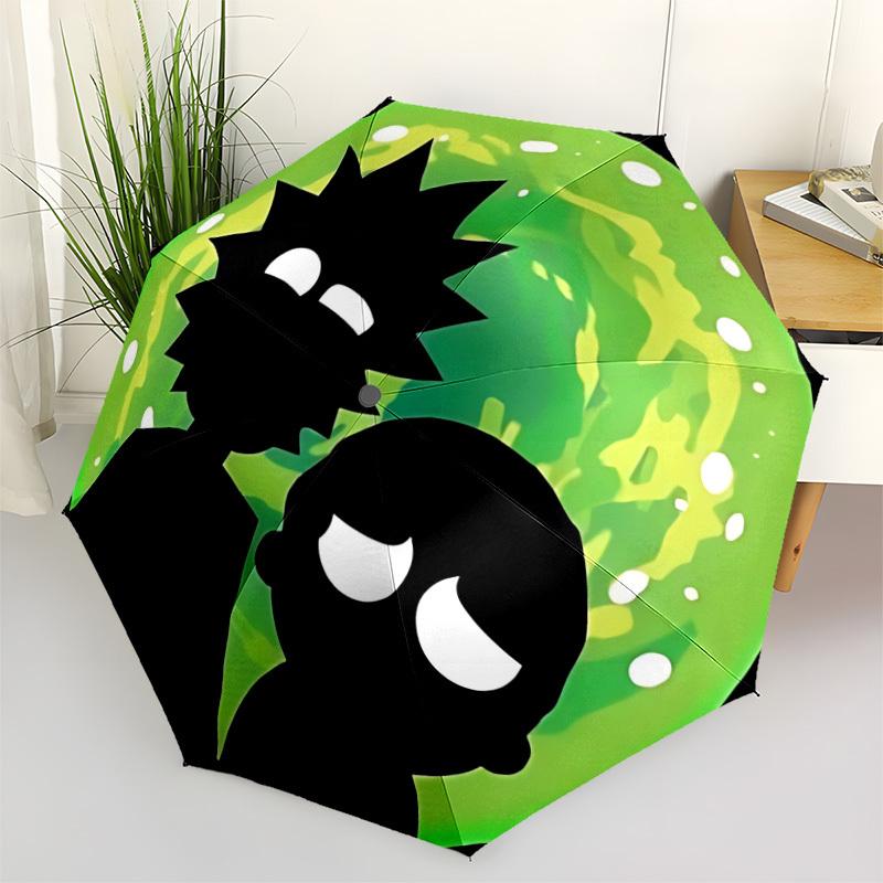1pc Rick and Morty Automatic Opening/Closing Folding Umbrella with 8 Ribs, Portable Sunshade Umbrella Birthday and Holidays gifts yy250105146