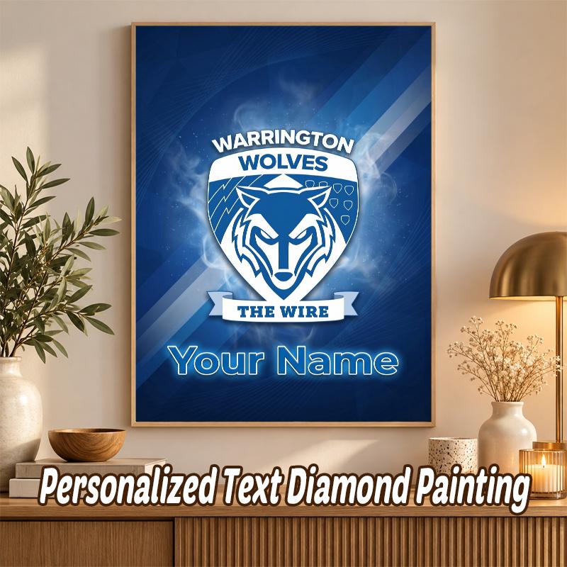 Warrington Wolves Custom Name Text 5D Diamond Painting Kit DIY Full Drill Diamond Art Decoration