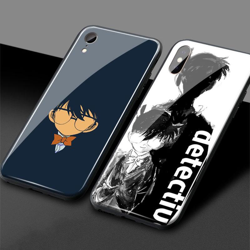 Detective Conan Jimmy Kudo Anime Soft Silicone Glass Phone Case Cover for iPhone SE 6 6s 7 8 Plus X XR XS 11 12 13 Mini Pro Max