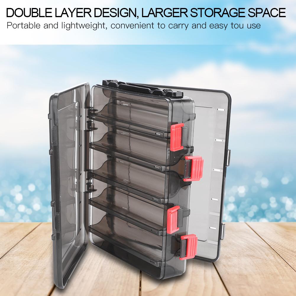 Double Side Fishing Tackle Box Wood Shrimp Case Bait Lure Storage Tool with 10 Compartments