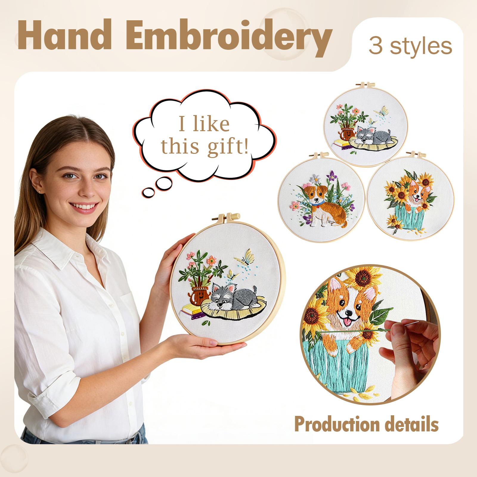 

DIY 3D Embroidery Craft For Beginners: Fabric Embroidery Material Kit, 20cm Embroidery Hoop (Not A Finished 30cm Fabric),three-piece Set One Size білий